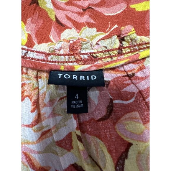 Torrid Esther Rust Floral Long Sleeve V-Neck Peasant Top Size 4X - Picture 6 of 9